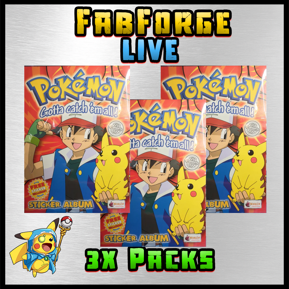 Pokemon 1999 Topps Merlin Sticker x3 Pack